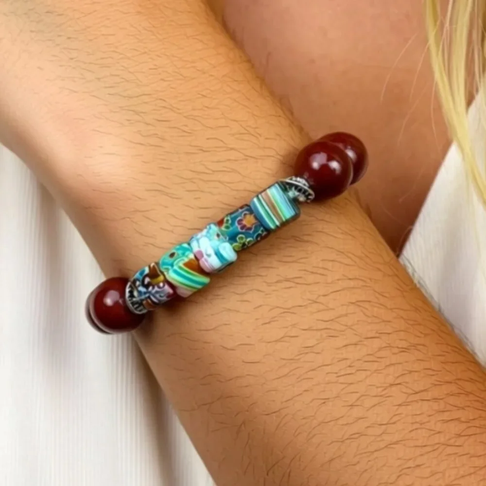 Red Jasper Natural Stone Bracelet, Unisex 8
